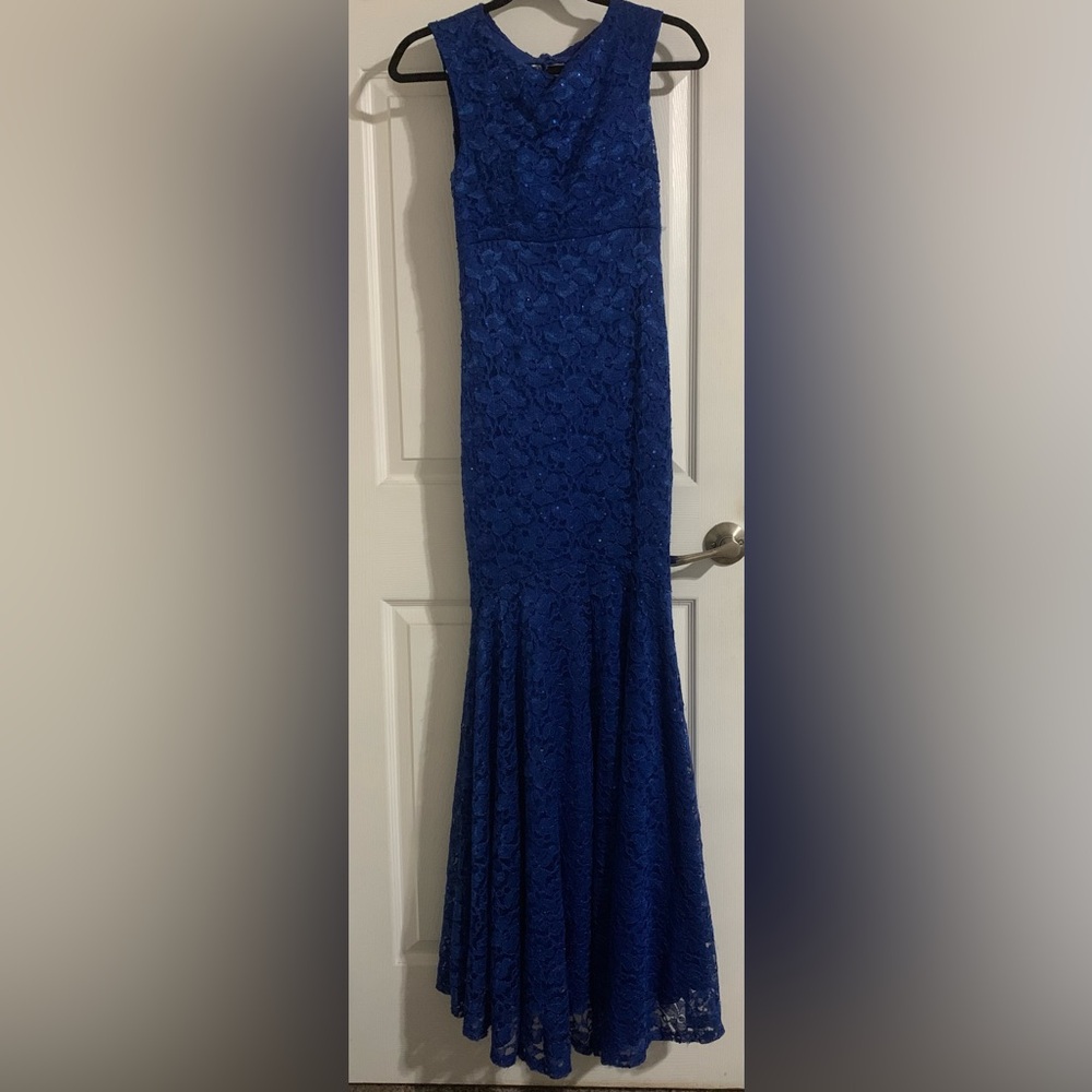 Stunning Blue Lace Prom Dress